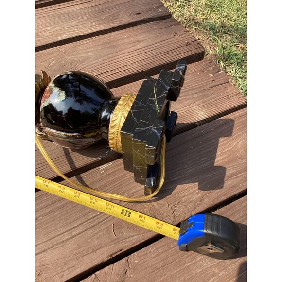 Raymond Waites Tyndale 24in Burlwood-Look Drip-Glaze‎ Urn Lamp, Works - Picture 9 of 10